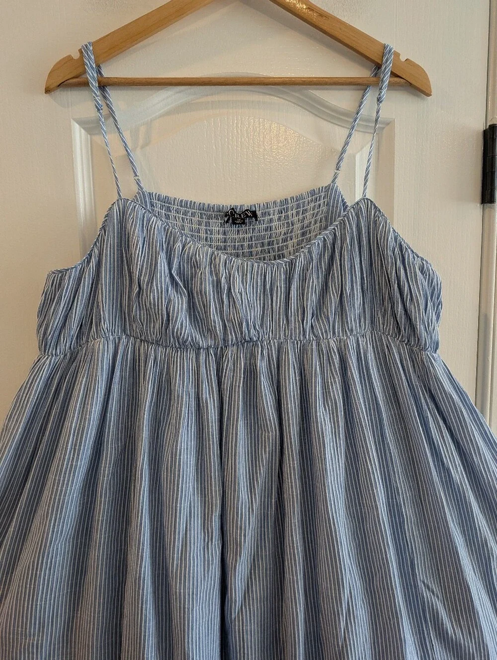 J. Crew Airy Gauze Empire-Waist Midi Dress Stripe Blue White Cotton Size 3X NWT